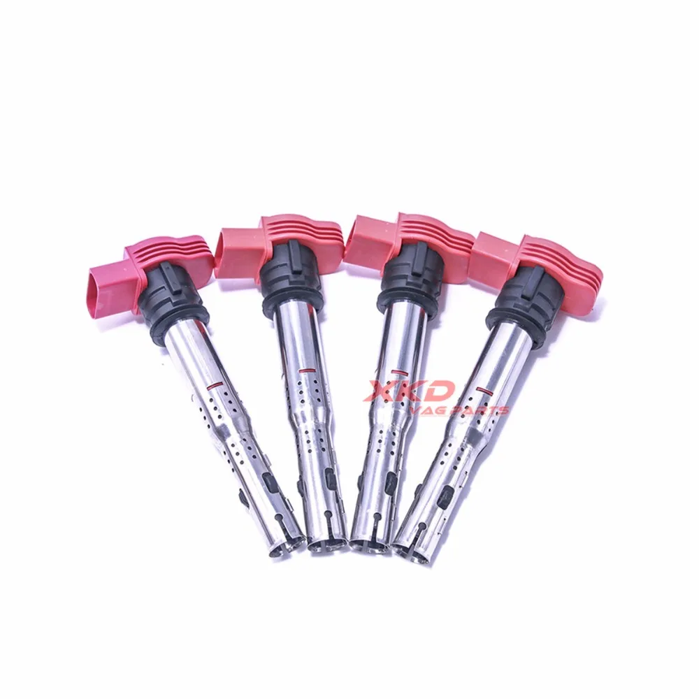 4Pcs Brand New Red Ignition Coils For VW Touareg AUDI A4 A6 2.8 3.0