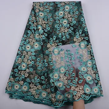 

Nigeria Net Lace Fabric With Stones Embroidery Design African French Tulle Lace Fabric For Party Dress 5 Yards A1378