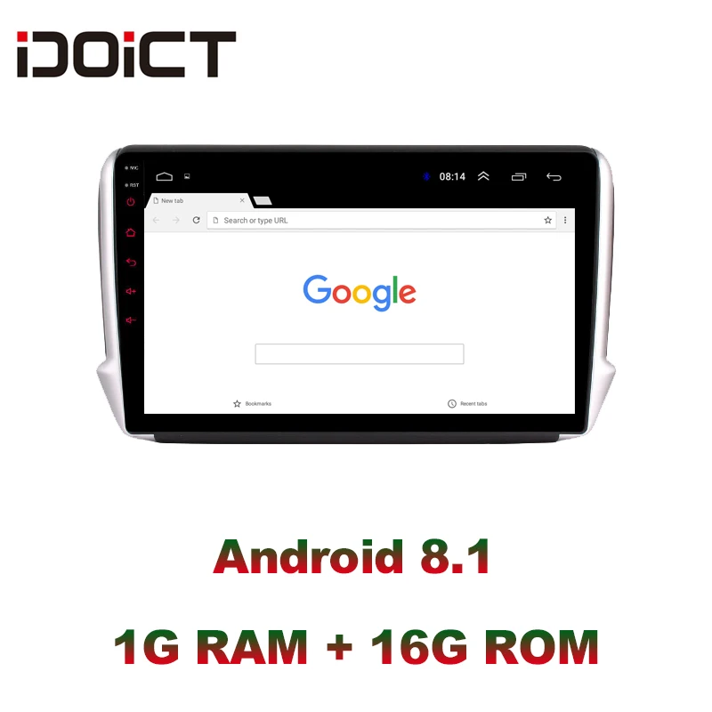 Best IDOICT Android 8.1 Car DVD Player GPS Navigation Multimedia For peugeot 2008 208 Radio 2014-2018 wifi DSP 2