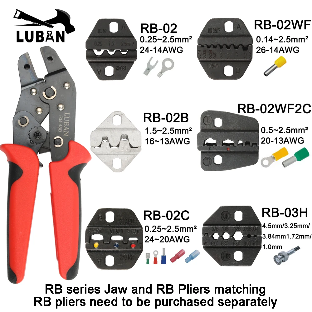 

LUBAN MINI EUROP STYLE crimping tool crimping plier die sets for RB series RB-02 RB-02B RB-02C RB-02WF RB-02WFf2C RB-03H jaws