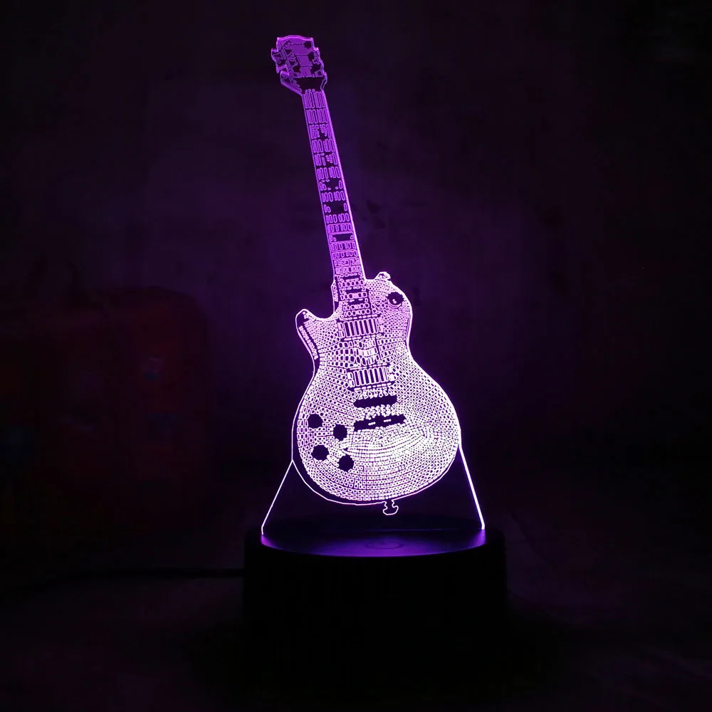 Amroe бас-гитара 3D RGB светодиодный ночник многоцветный креативный 7 цветов Изменение usb настольная лампа детский подарок домашний декор фонарик - Испускаемый цвет: Bass