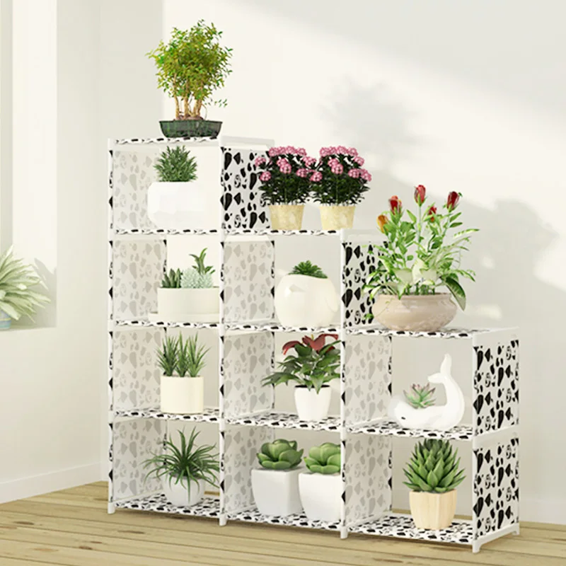 

Multi-layer Storage Shelf Stainless steel nonwovens bookshelf Simple Assembly can be removed Bedroom Flower pot rack