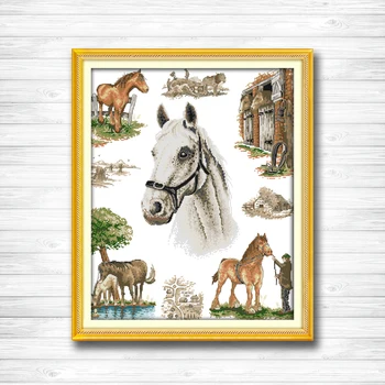 

The home of horse crafts home decor paintings counted print on canvas DMC 11CT 14CT kits Cross Stitch embroidery needlework Sets