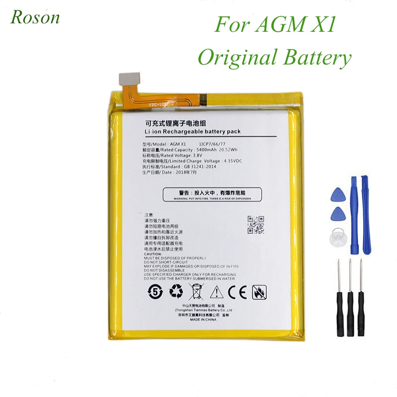 

Roson For AGM X1 Original Battery 5400mAh 100% New Replacement Accessory Accumulators For AGM X1 +Tools