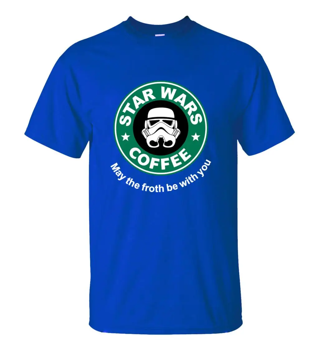 Новое поступление, крутая футболка Star Wars, забавная футболка с кофейным принтом, Мужская Уличная футболка с коротким рукавом и круглым вырезом, летние топы в стиле хип-хоп