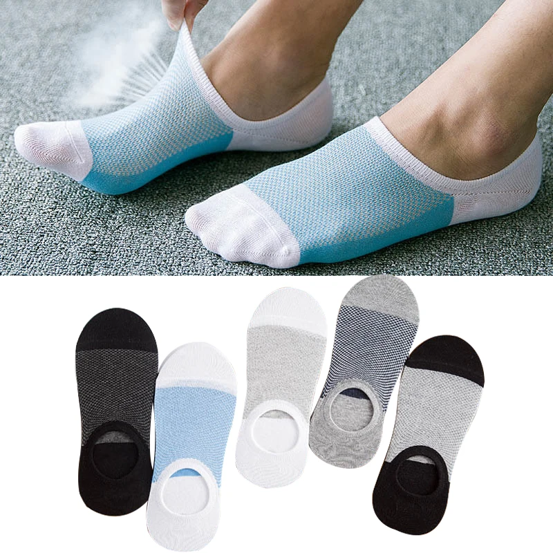 

2pcs 1pair Fashion Men Boat Socks Summer Breathable Non-slip Invisible Casual Cotton Socks No Show Male Sock Slippers Meias