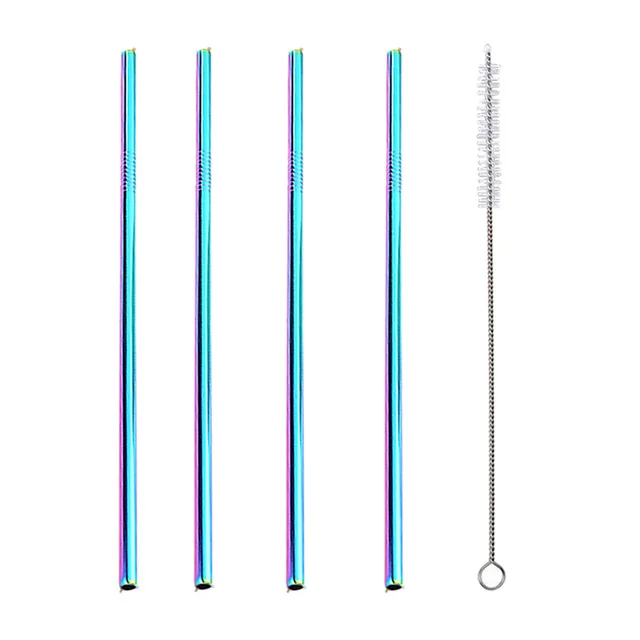 

Colorful Stainless Steel Drinking Straws Straight and Bent Reusable Filter With Brush DIY Tea Coffee Tools Party Bar Accessories