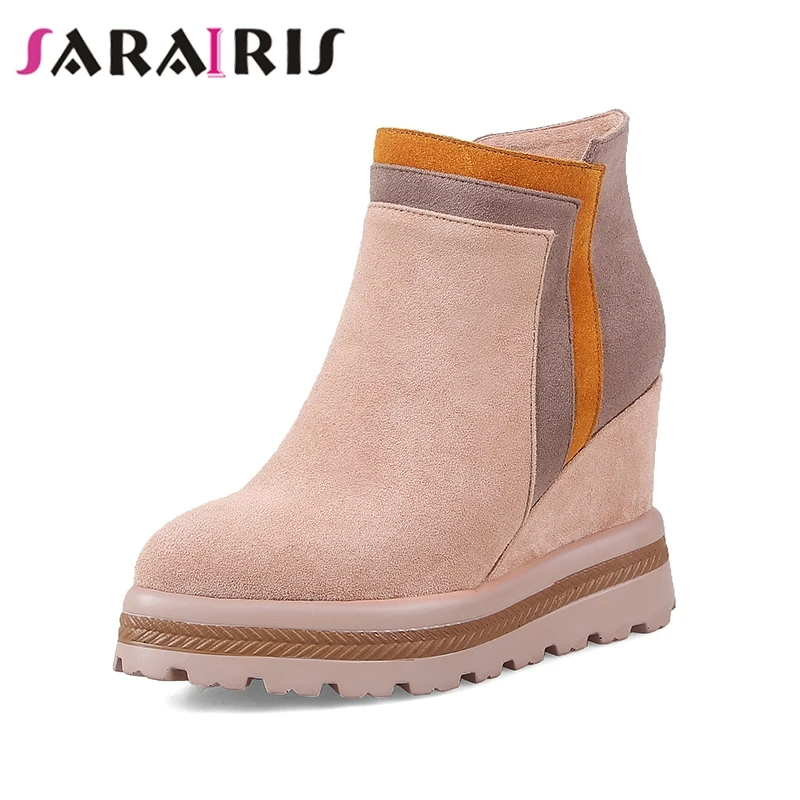 

SARAIRIS New Cool Platform Booties Ladies Fashion Elegant Party Wedges Ankle Boots Women 2020 High Heels Shoes Woman