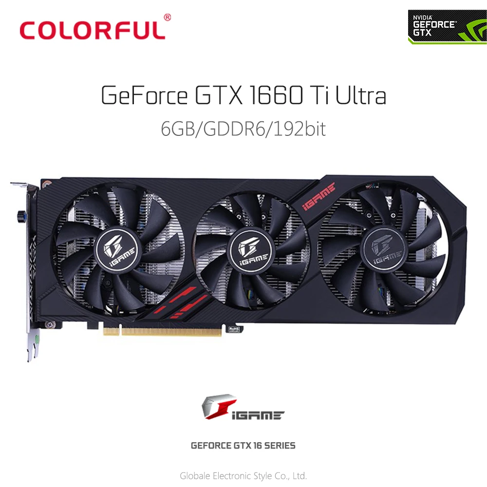 Оригинальная Красочная видеокарта iGame GeForce GTX 1660Ti Ultra 6 ГБ для игр GDDR6 192bit с RGB