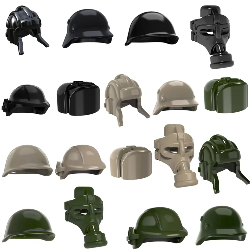 10 шт. военный шлем-тропер с MOC противогазовая маска строительные блоки USHANKA