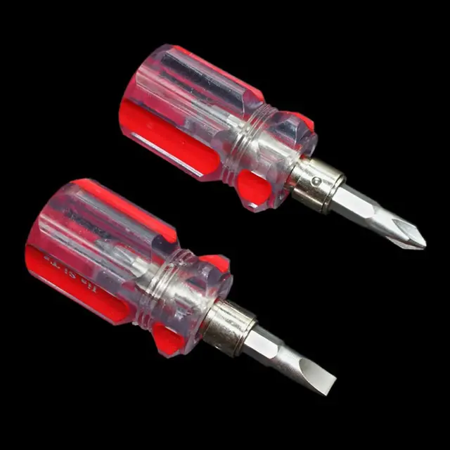 New Mini Dual Purpose Stainless Steel Retractable Screwdriver Cross Head Screwdriver Slotted Screwdriver