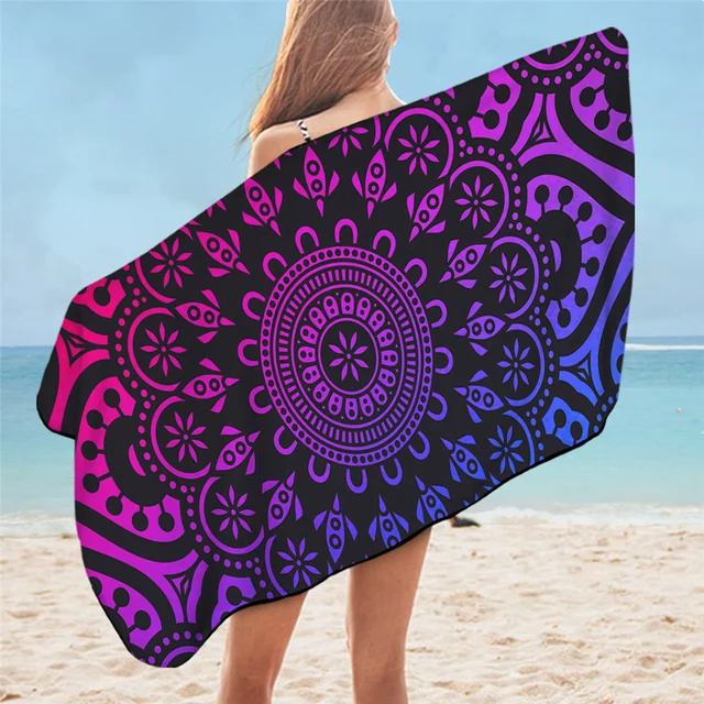 BeddingOutlet Mandala Bath Towel Bathroom Colorful Flower Beach Towel for Adult Bohemian Girly Microfiber Shower Towel 75x150cm 2