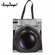 Бесшумные Дизайнерские повседневные женские сумки многоразового использования для покупок старинная камера с принтом многофункциональная Льняная сумка-Сумки подростковая женская сумка Eco Volta