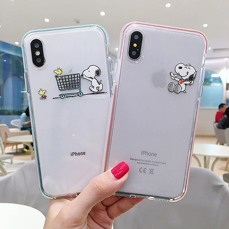 

Japan Cartoon Dog phone Case for iPhone X XR XS Max cute bird for iPhone 6 6s 7 8 plus Transparent soft tpu case back cover
