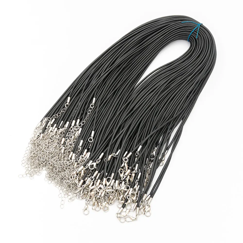50 шт./лот 2,0 мм Ожерелье Веревка резиновая веревка с пряжкой омар ожерелье ювелирные изделия Кулон DIY материал - Цвет: black
