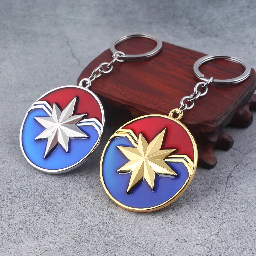 

RJ Film The Avengers Captain Marvel Keychains Carol Danvers Shield Portachiavi Iron Man Keyring Thor Key Chains Lady Men Jewelry