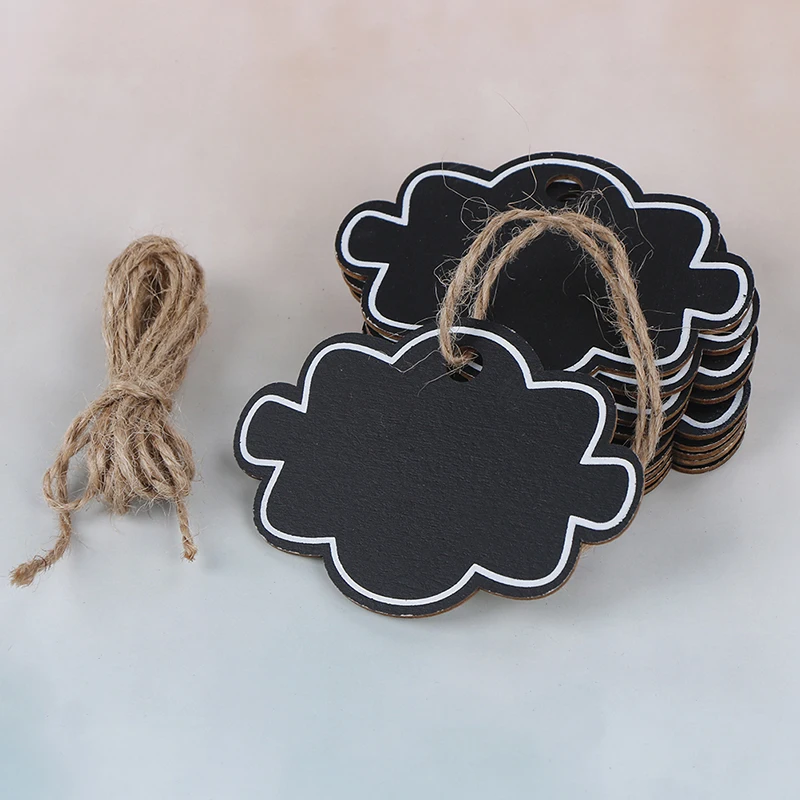 

10pcs Mini Wooden Message Board Hanging String Cloud Blackboard Hemp Chalkboard Notice Writing Wordpad Party Decoration