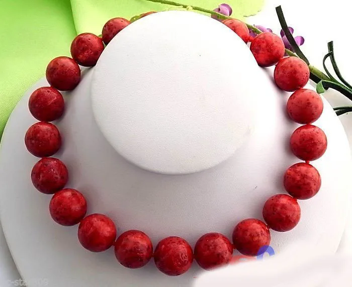 

W&O655 >HUGE17" 20MM NATURE ROUND RED CORAL BEAD NECKLACE #@