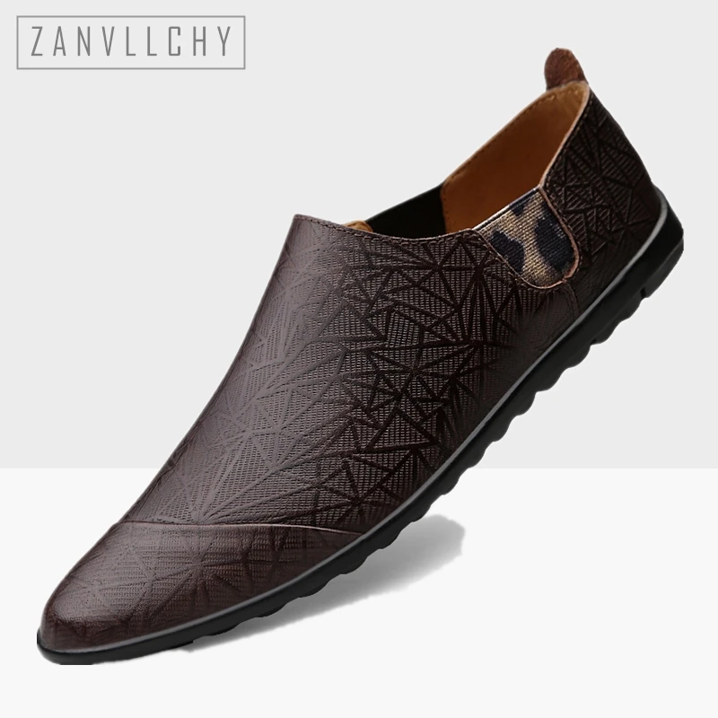 

Luxury Leopard Leather Shoes Casual Genuine Leather Mens Loafers Handmade Driving Shoes Moccasins Men Plus Size Boat Shoes