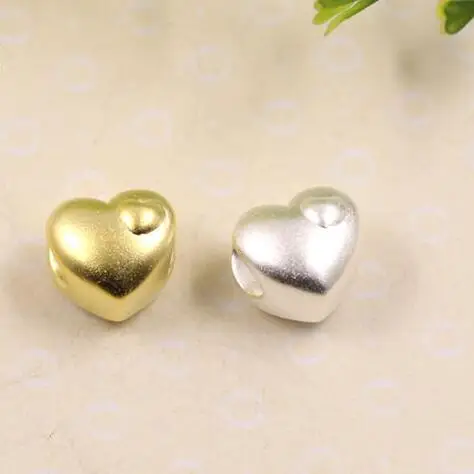 

3D 100% 999 Silver Beads Pure Silver Heart-shape Beads Real Silver Heart love Beads DIY Bracelet Beads