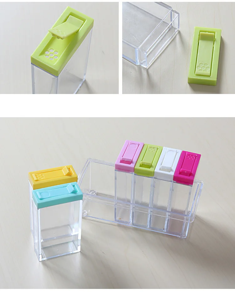 Красочные шесть набор соли мононатрия приправа коробка глутамат приправа банка кухня прозрачные пластмассовые для приправ коробка