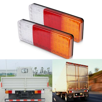 1 ペア 75LED プラスチック車のリアテールライト 12 V 24 V トラックトレーラー赤黄白ターン信号ランプ停止ブレーキランプ