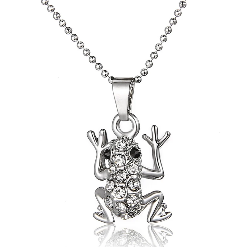 

Frog Pendant Necklaces Bohemian stainless steel animal Necklaces For Women Bead Sweater chain Jewelry