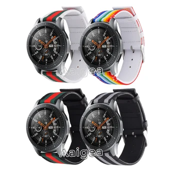 

Nylon with Genuine Leather Watch Strap Band for Samsung Galaxy Watch 46mm Replacement Sports Bracelet Wrist Strap Band Men Women