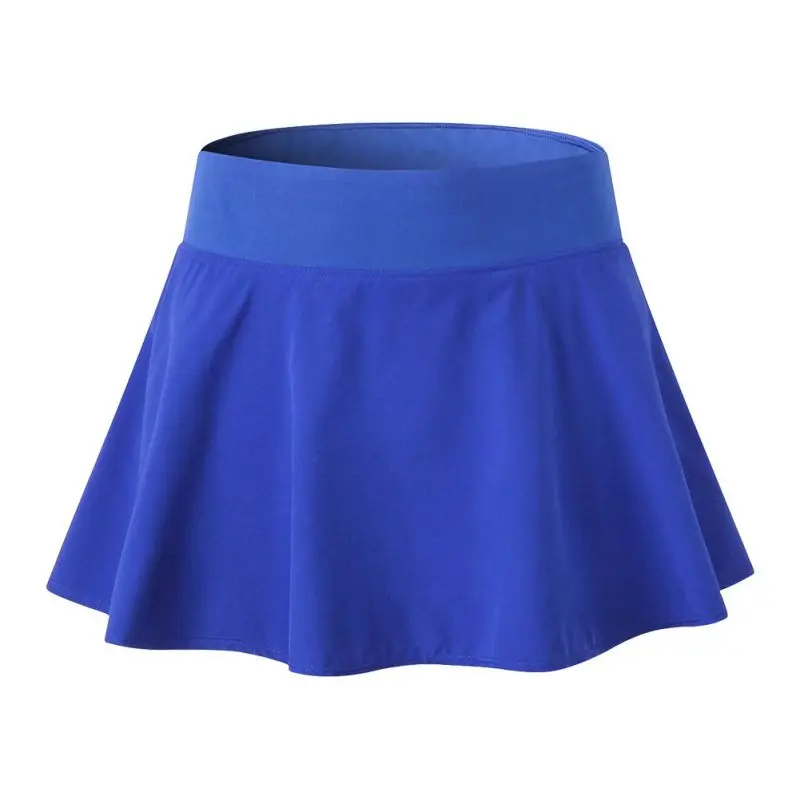 Женская теннисная юбка-шорты для йоги, шорты для фитнеса, шорты для бадминтона, трусы, короткое платье, дышащая быстросохнущая Женская Спортивная юбка для тенниса - Цвет: Синий