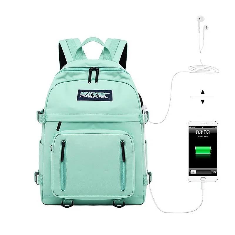 LIKETHIS стильный женский рюкзак для колледжа, школьный рюкзак для девочек-подростков, Мягкий тканевый женский рюкзак, Большой Вместительный рюкзак для путешествий - Цвет: Water Green Backpack