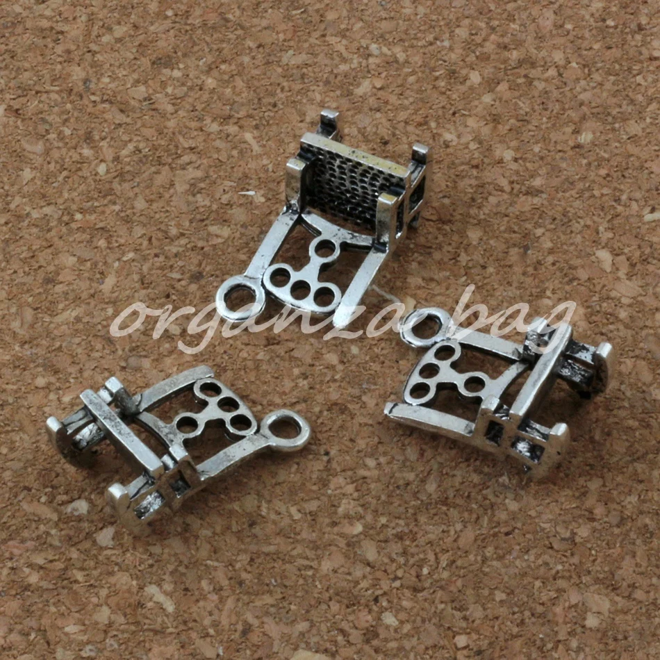 3D chair Charm Pendants 200Pcs/lot Hot sell Antique Silver Jewelry DIY 10x19X8mm A-178
