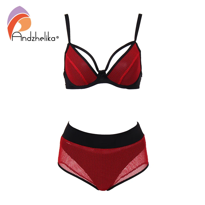 

Anadzhelia Sexy bikinis Women Swimsuit Mesh Patchwork Bikinis Set Brazilian Bikini Set Three Piece Swimwear Biquini AK5970