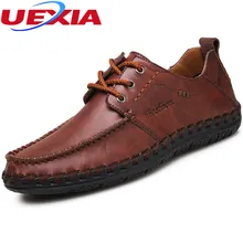 Leather Shoes Brogues Oxfords Flat Heels Round Toe Handmade Casual Moccasins Loafers Fashion Brand Flats Comfy Driving Men Shoes