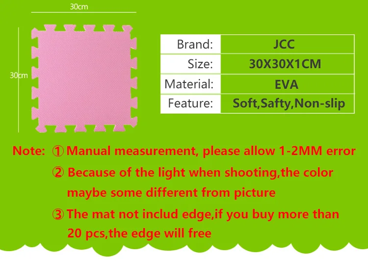JCC многоцветный ДЕТСКИЙ EVA пена головоломка игровой коврик/детские коврики ковер Блокировка упражнений пол для детей плитка 30*30*1 см