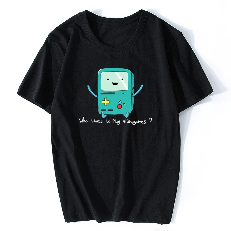 

Harajuku Men T Shirt Adventure Time Play Video Games Funny Letter T Shirt Cotton Leisure Short-sleeved O Neck Tshirt