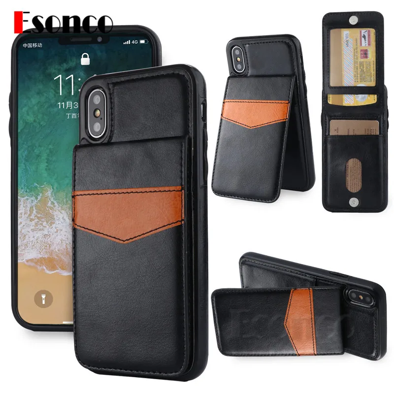 

Card Holder Wallet Leather Case for iPhone X 7 8 6 6 s 7 Plus 7P 8P Phone Cases Back Cover for iPhone 7 8 Plus 6 Plus Case