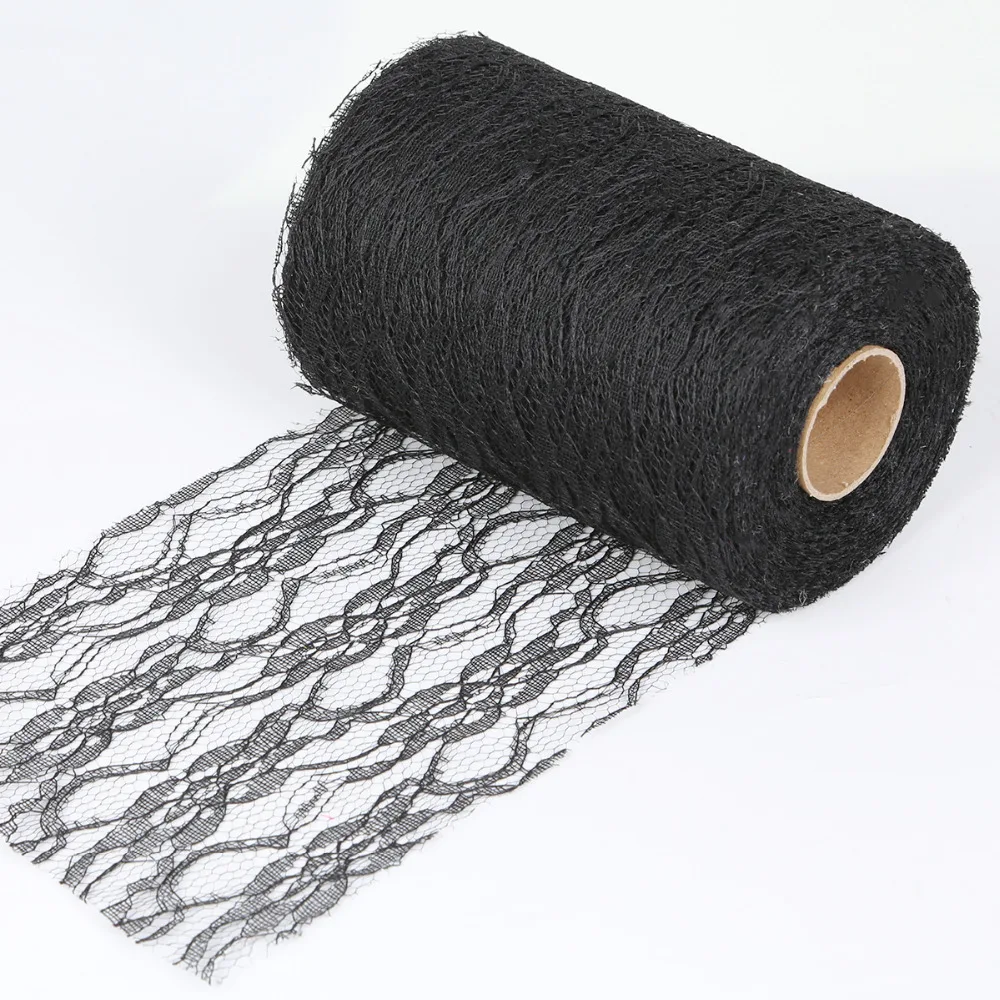 22M 15cm Black Color DIY Netting Lace Fabric Tulle Roll Spool for Tutu Skirt Table Runner Chair Sash Bow Wedding Decoration
