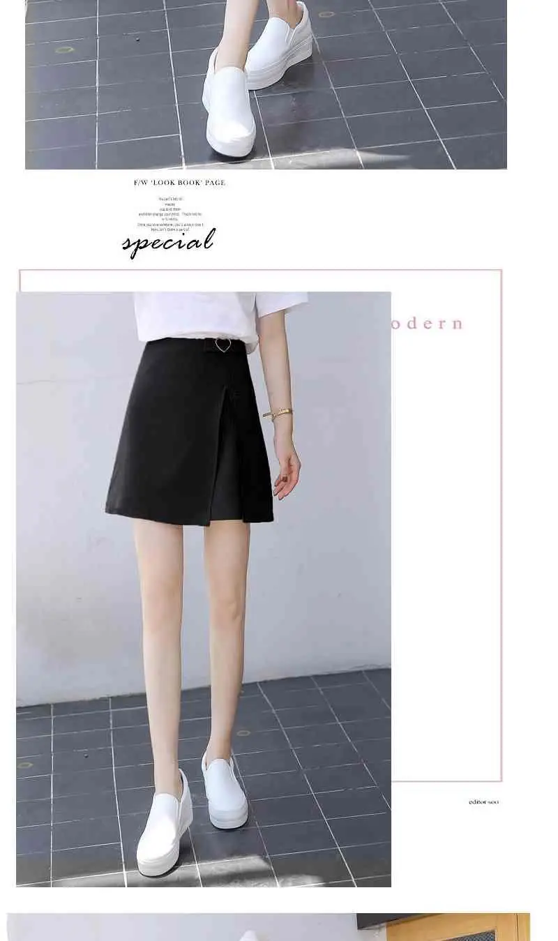 Elexs new summer high waist skirt Anti-light irregular split skirt a word skirt student pink