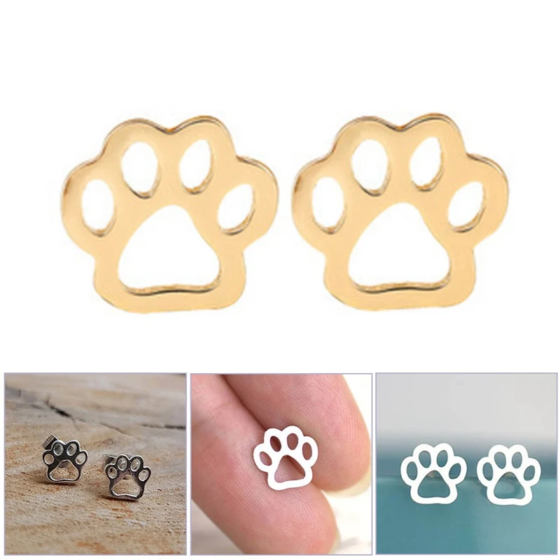 

Cute Dog Paw Print Earrings for Women Hollow Dog Paw Stud Earrings part gifts Fashion Chihuahua Siberian Husky Earring Jewelry