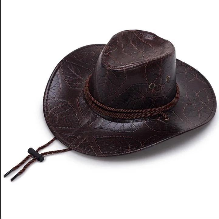 

Faux Leather Cowboy hat West cowboy caps