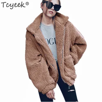 

Tcyeek Faux Fur Coat 2020 Casual Womens Tops Winter Ladies Coats Autumn Female Streetwear Leather Jackets Chaqueta Mujer LWL754