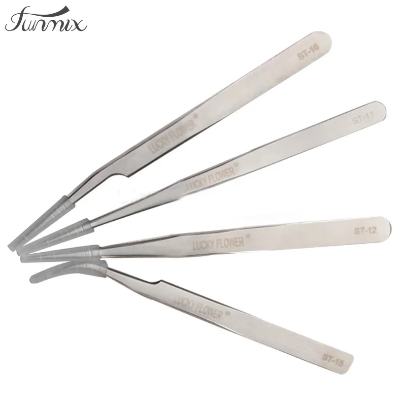 

4Pcs Brand Straight & Curve Stainless Steel Tweezers Eyelash Extension Tool Eyelash Eyebrow Tweezer Makeup Set Tools