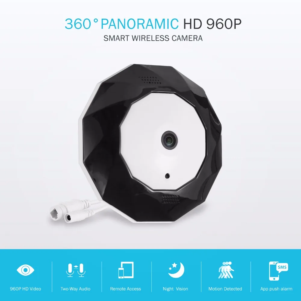 SANNCE 360 Degree Panoramic Camera IP 960P 1 3MP CCTV Home Security IP Camera Wifi Two