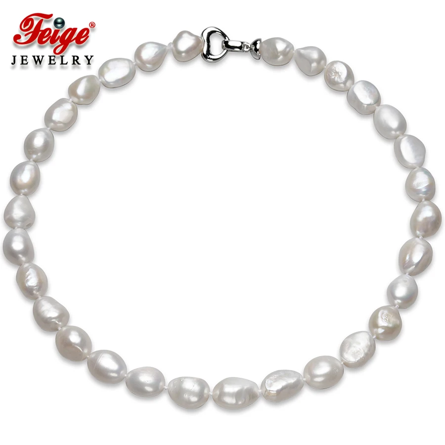

Feige Baroque Style High Quality 10-11mm White Natural Freshwater Pearl Choker Necklace for Women Colar Fine Pearl Jewelry