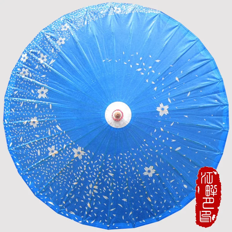 

Craft Handmade Japanese Elegant Blue Flower Pattern Oil Painting Umbrella Sunshade Wedding props Parasol Paper Umbrella