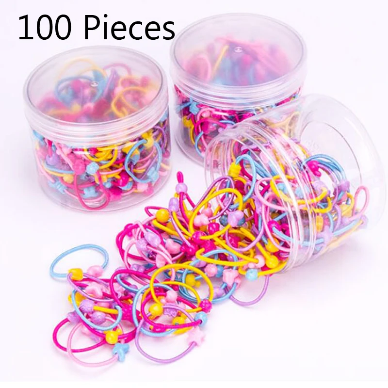 100pcs/set Baby Rubber Bands Kids Baby Child Heart Star Elastic Hair