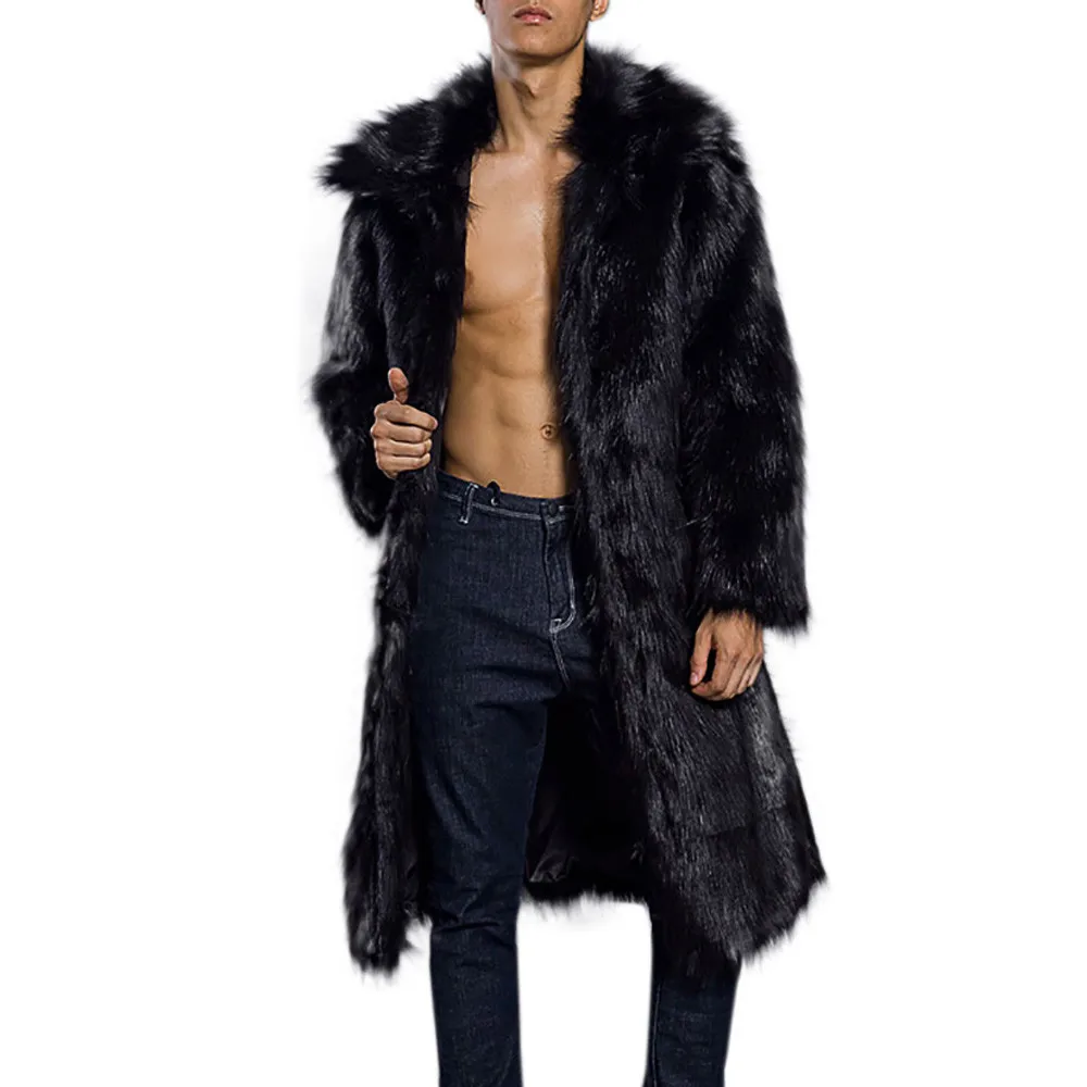Feitong модные зимние куртки мужские теплые толстые пальто куртки из искусственного меха парка верхняя одежда jaqueta masculina - Цвет: Black