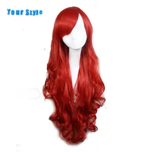 Ваш стиль синтетический длинный волнистый косплей женский парик для вечернего костюма красный натуральный волос головы парик Термостойкое волокно