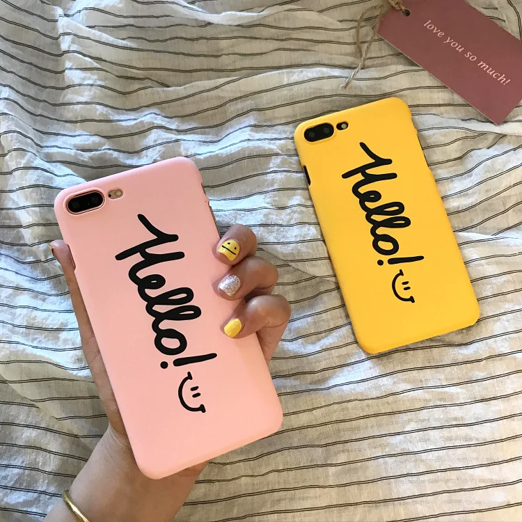 

New for iphone 6 6S S plus 7 7plus 8 8plus X 10 protection Case phone cases fundas capa Hello Hard Silicone Letter Telefon Case