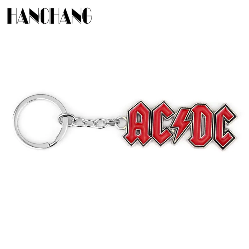 Горячая Рок Музыкальная Группа AC/DC ACDC красный логотип брелок для ключей Модные женские мужские аксессуары металлический брелок с буквами